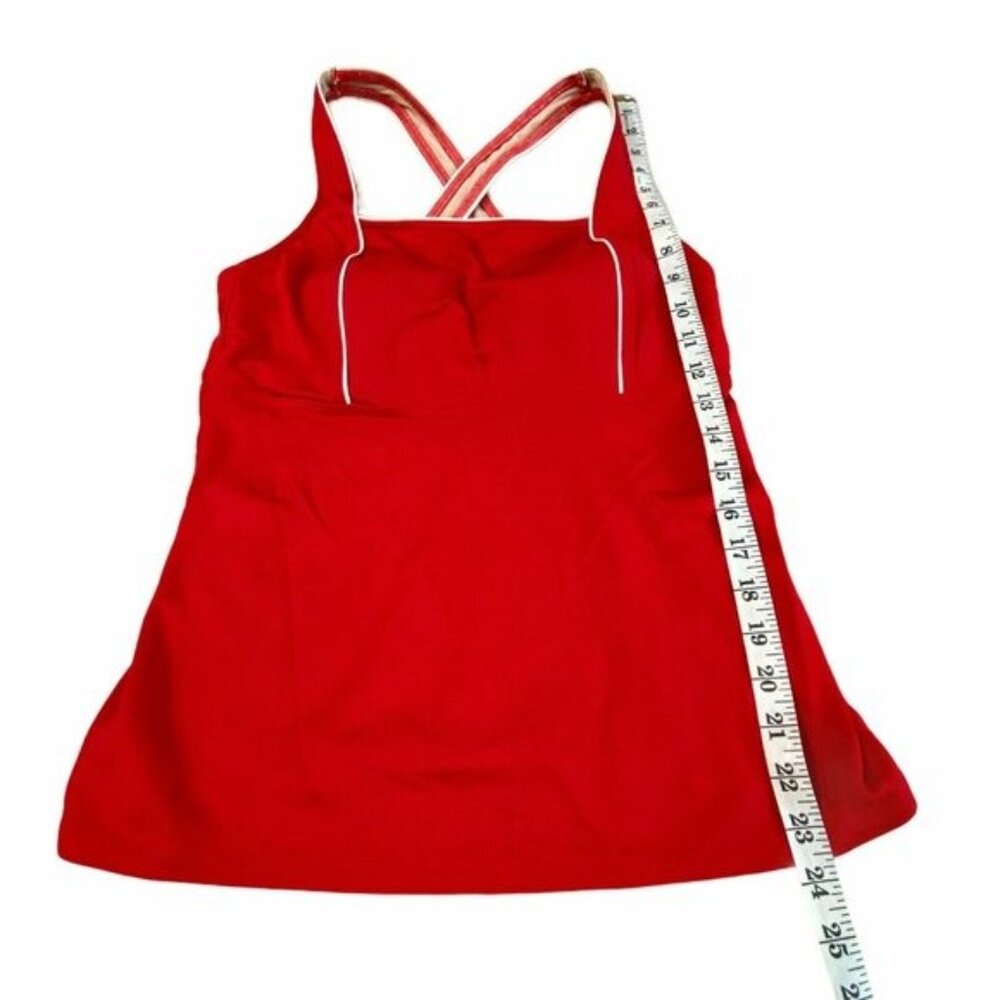Lands End Womens Square Neck Tankini Swim Top 8L long Red - Picture 5 of 12